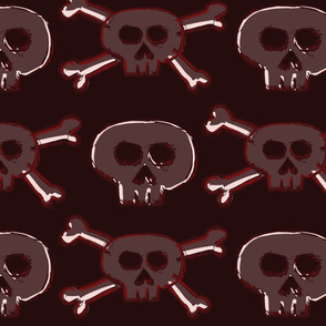 Pirate's Life - Dark Red Burgundy Subtle Skulls and Crossbones - Large