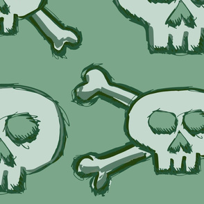 Pirate's Life - Mint Green Subtle Skulls and Crossbones - Jumbo
