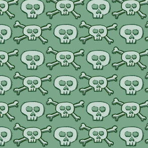 Pirate's Life - Mint Green Subtle Skulls and Crossbones - Medium