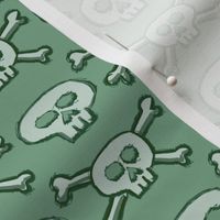 Pirate's Life - Mint Green Subtle Skulls and Crossbones - Small