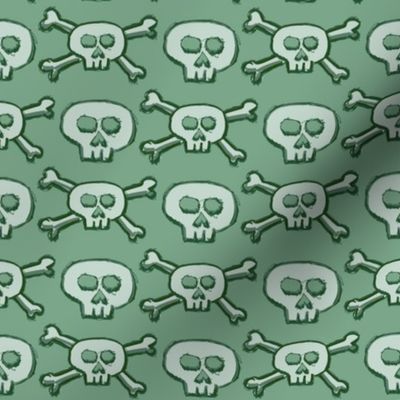 Pirate's Life - Mint Green Subtle Skulls and Crossbones - Small