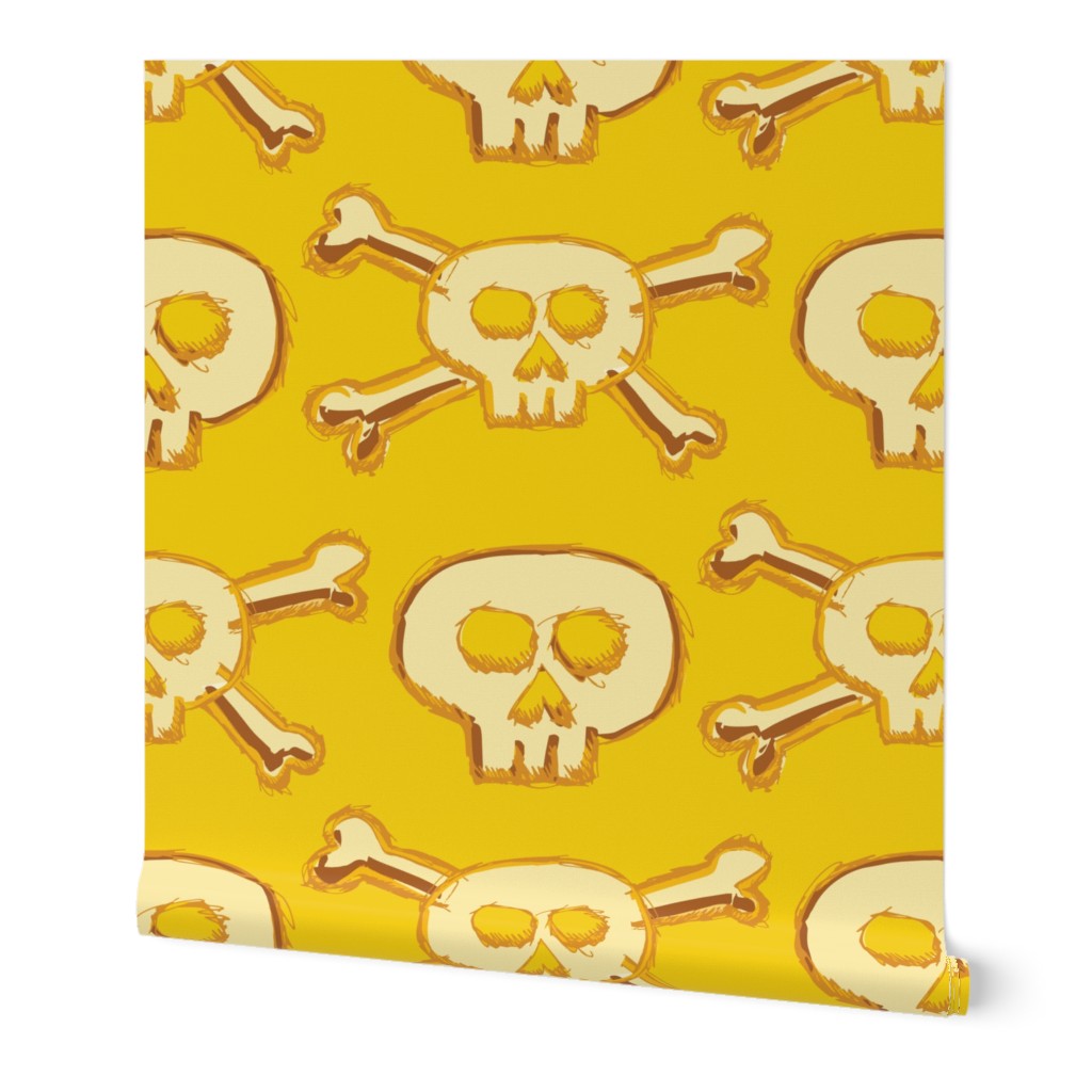 Pirate's Life - Yellow Gold Subtle Skulls and Crossbones - Jumbo