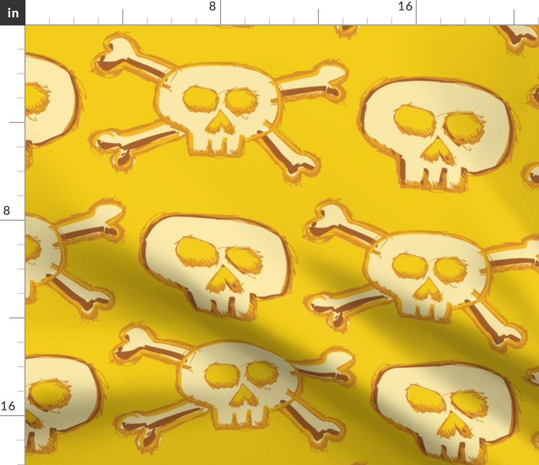 Pirate's Life - Yellow Gold Subtle Skulls and Crossbones - Large