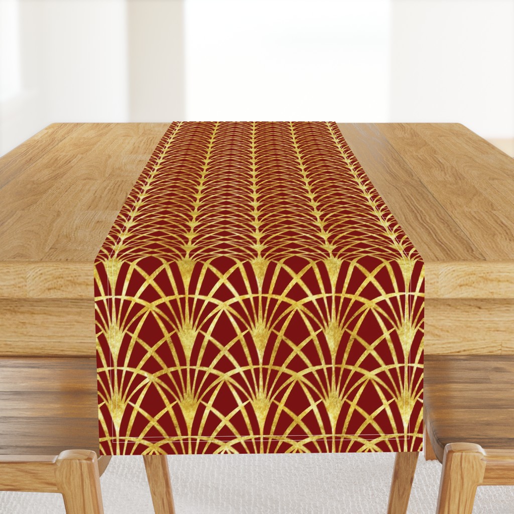 Art Deco burgundy red gold lace thin fans