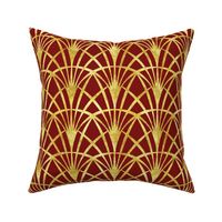 Art Deco burgundy red gold lace thin fans