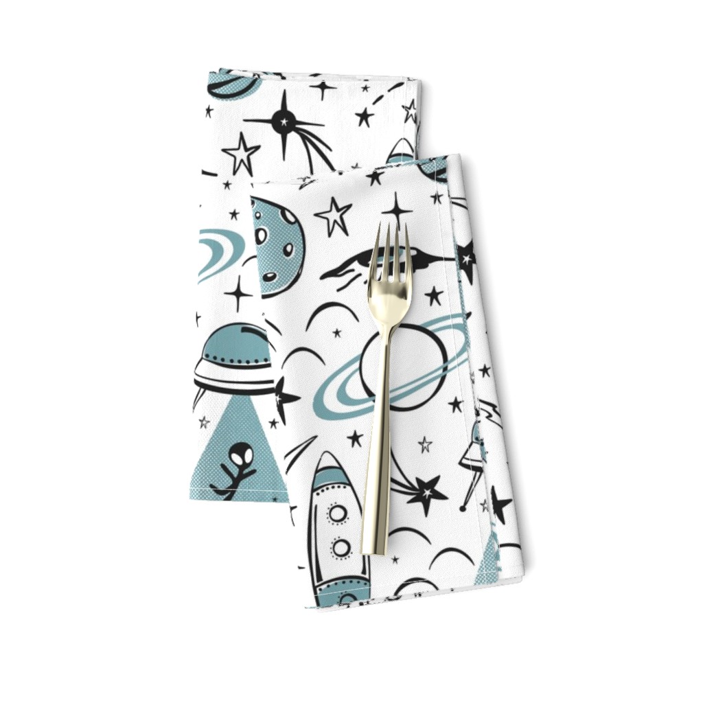 Out Of This World Toile - Dusty Aqua Large Scale