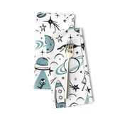 Out Of This World Toile - Dusty Aqua Large Scale