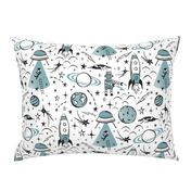 Out Of This World Toile - Dusty Aqua Large Scale