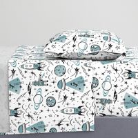 Out Of This World Toile - Dusty Aqua Large Scale