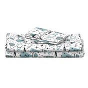 Out Of This World Toile - Dusty Aqua Large Scale