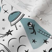 Out Of This World Toile - Dusty Aqua Regular Scale
