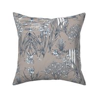 Toile Iris Pond Pattern Small | Warm Gray+Navy+White