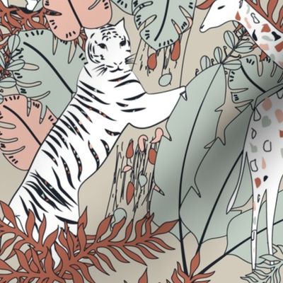 I Spy Wildlife Tropical Terrazzo Safari- Line art Nursery Animals Adventure- Regular Scale