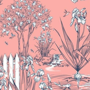 Toile Iris Pond Pattern Small | Pink+Navy+White