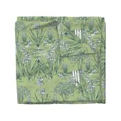 Toile Iris Pond Pattern | Celery Green+Navy+White