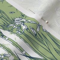 Toile Iris Pond Pattern Small | Celery Green+Navy+White