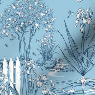 Toile Iris Pond Pattern Small | Sky Blue+Navy+White