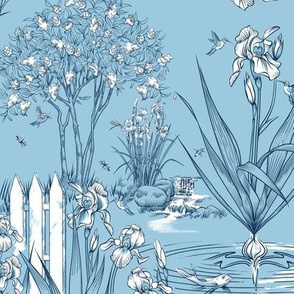 Toile Iris Pond Pattern Small | Sky Blue+Navy+White