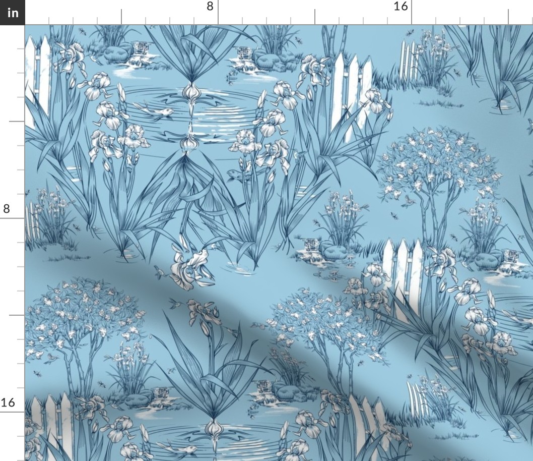 Toile Iris Pond Pattern Small | Sky Blue+Navy+White