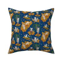 Antics of a Kitten- Electric Blue Toile- Small Scale