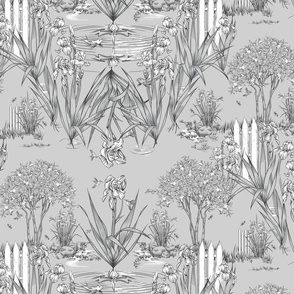 Toile Iris Pond Pattern Small | Light Cool Gray+Black+White