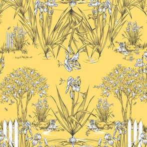 Toile Iris Pond Pattern | Sunny Yellow+Black+White