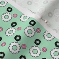 Mint and pink gears