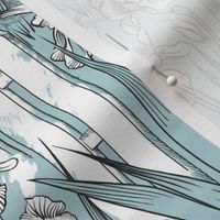 Toile Iris Pond Pattern | Light  Blue+Black+White