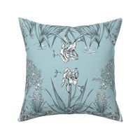 Toile Iris Pond Pattern | Light  Blue+Black+White