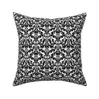 Small Unicorn damask Black and White