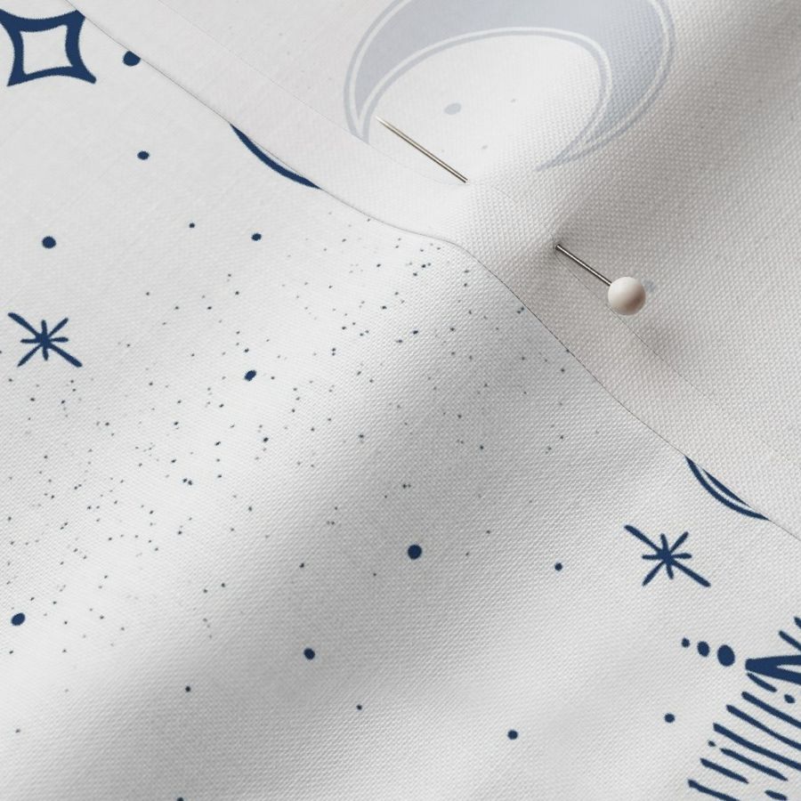 celestial indigo blue - clear space toile de jouy - cosmic space