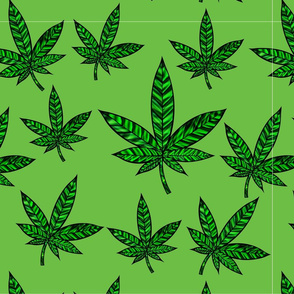 Green Stained Glass Cannabis Leaves