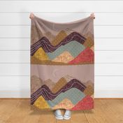 36x54 blanket: layered mountain // spice no. 2, coral gold, dusty rose, medallion, laurel x, sunset, 26-13 x