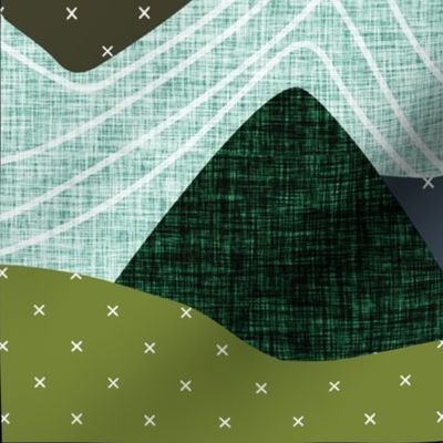 6 loveys: layered mountain // olive x, summit, green olive, 165-8 x, blue pine, teal no. 2, 174-15 x