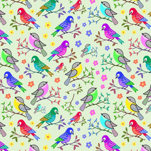 Sweet Birdsong - mint green, large 