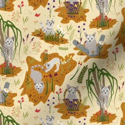 Antics of a Kitten- Light Toile- Small Scale