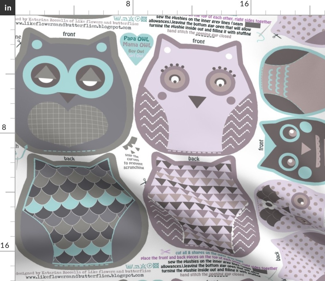 owls family cut and sew template