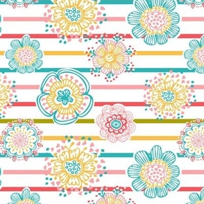 Whimsical Anaya Floral Stripes - Bubblegum