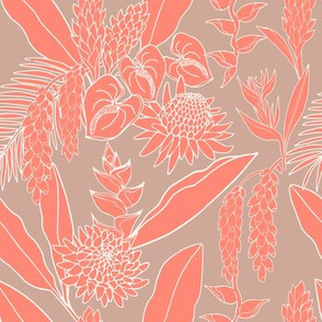 Tropical bouquet in coral & beige