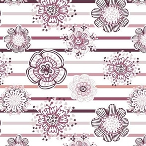 Whimsical Anaya Floral Stripes - Plum