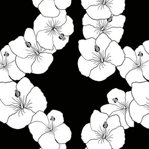 Black and white hibiscus lei