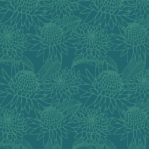 Smaller scale- torch ginger on teal