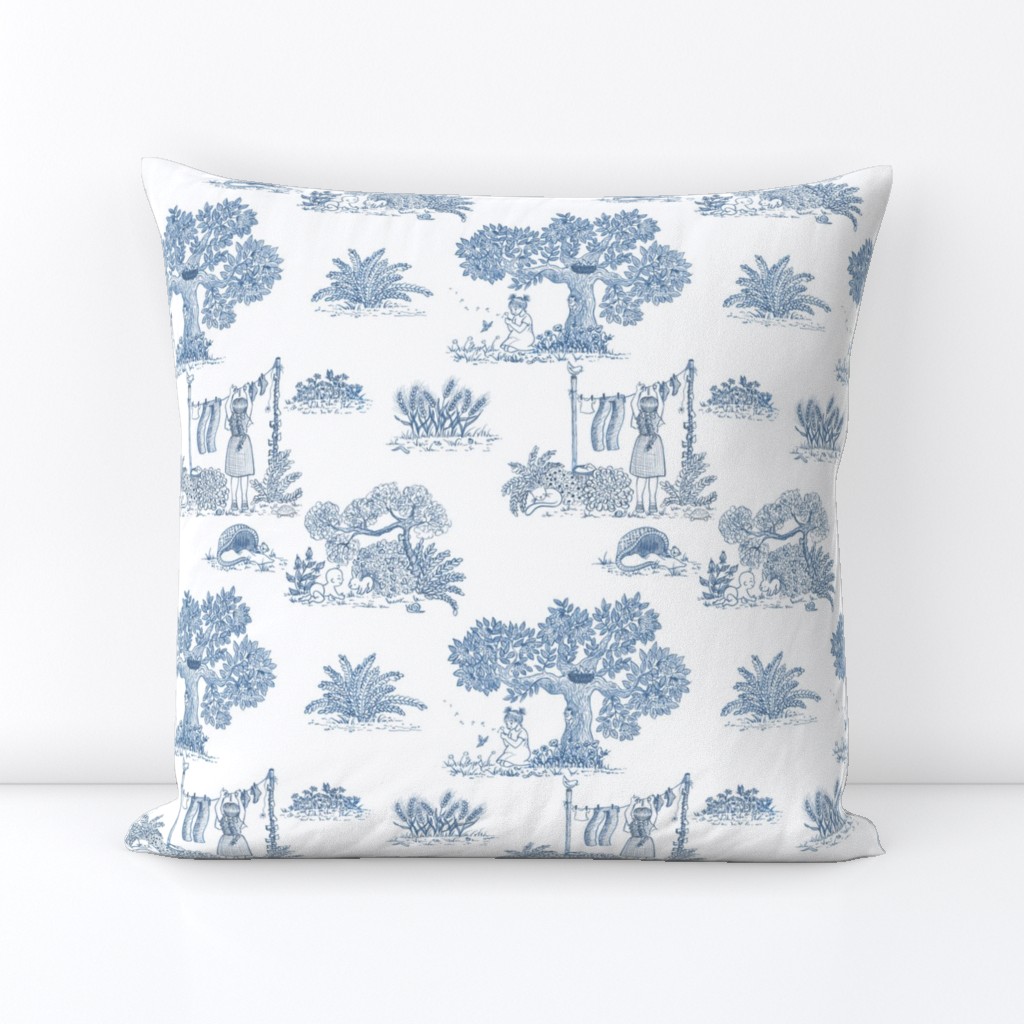 family in countryside toile blu