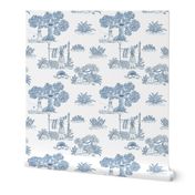 family in countryside toile blu