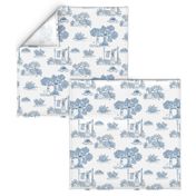 family in countryside toile blu