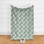 Summer palm leaves and wild cat leopard spots jungle print nursery kids sage green moss forest