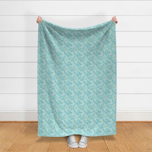 Summer palm leaves and wild cat leopard spots jungle print nursery kids neutral mint green blue white