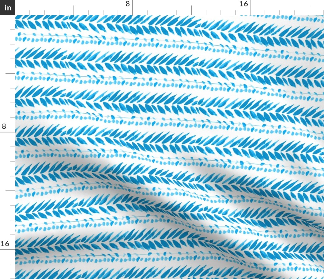 turquoise and white small leaf stripe