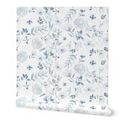 Faded floral Watercolor floral in barelyblue - grandmillenial style