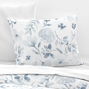 Faded floral Watercolor floral in barelyblue - grandmillenial style